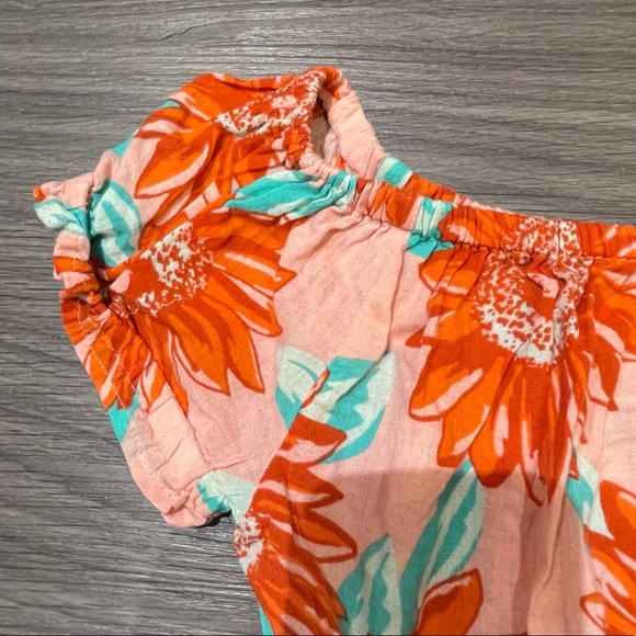 XS Orange AERIE Floral Off-the-shoulder Top Blouse - Picture 3 of 5